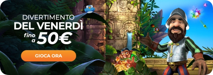 Promozione del venerdì con bonus fino a 50€ su GratoWin Casino per tutti i giocatori attivi, cashback e giri gratuiti per chiudere la settimana con vincite